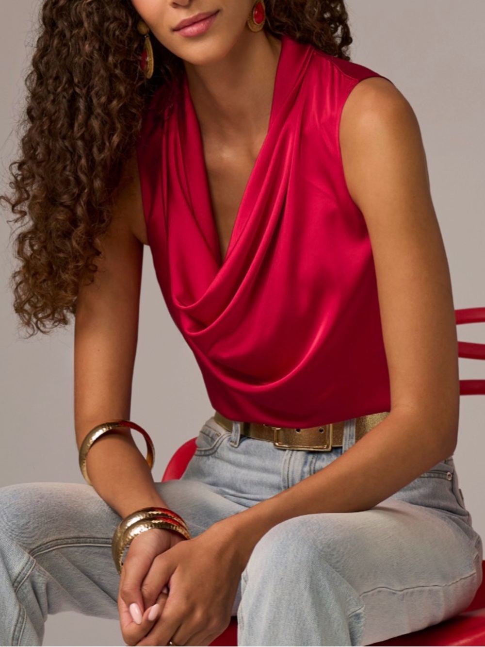 ❤️ Red Draped Top ❤️ XL